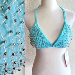 Oceanus crystal embellished Bikini‎ top M